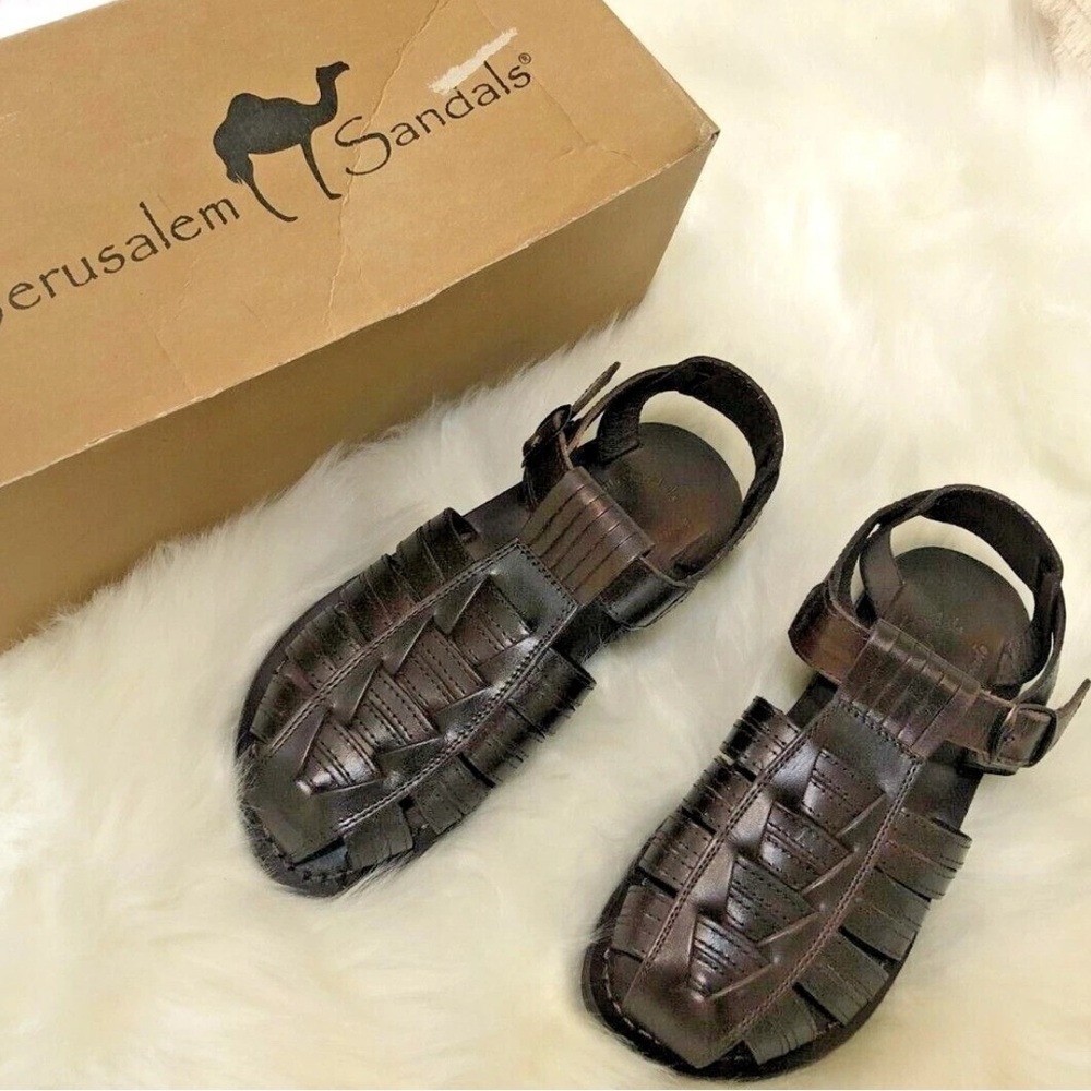 Jerusalem Brand Fishermen Sandals Men's 7 Brown Genuine Leather Sandals Unisex